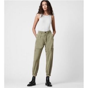 AllSaints Lira Utility Trousers in Olive Green